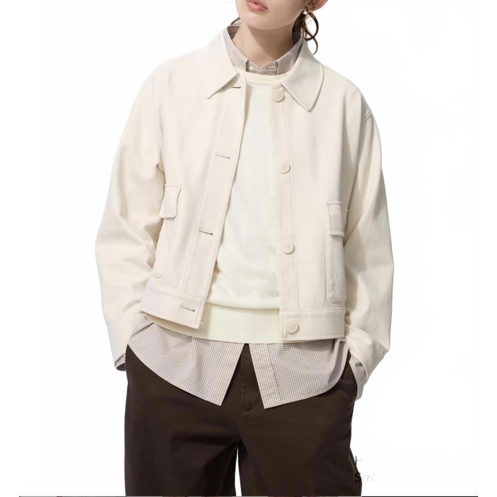 Uniqlo Jersey Relaxed Jacket Cream Off White 474176 Minimalist Utility Womens L